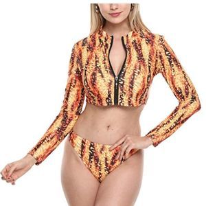 Women  Rash Guard Long Sleeve Swimsuit
